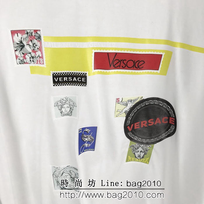 VERSACE範思哲 19ss早春新款 純棉短袖 最新多logo印花圖案 高版本情侶款 ydi2164